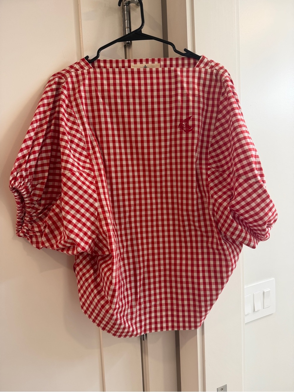 Vivienne Westwood Red & White Gingham Puff Sleeve Top
